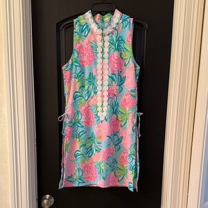 Lilly Pulitzer Sleeveless Mini Dress in Aqua, Pink & Green Floral